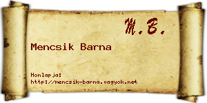 Mencsik Barna névjegykártya